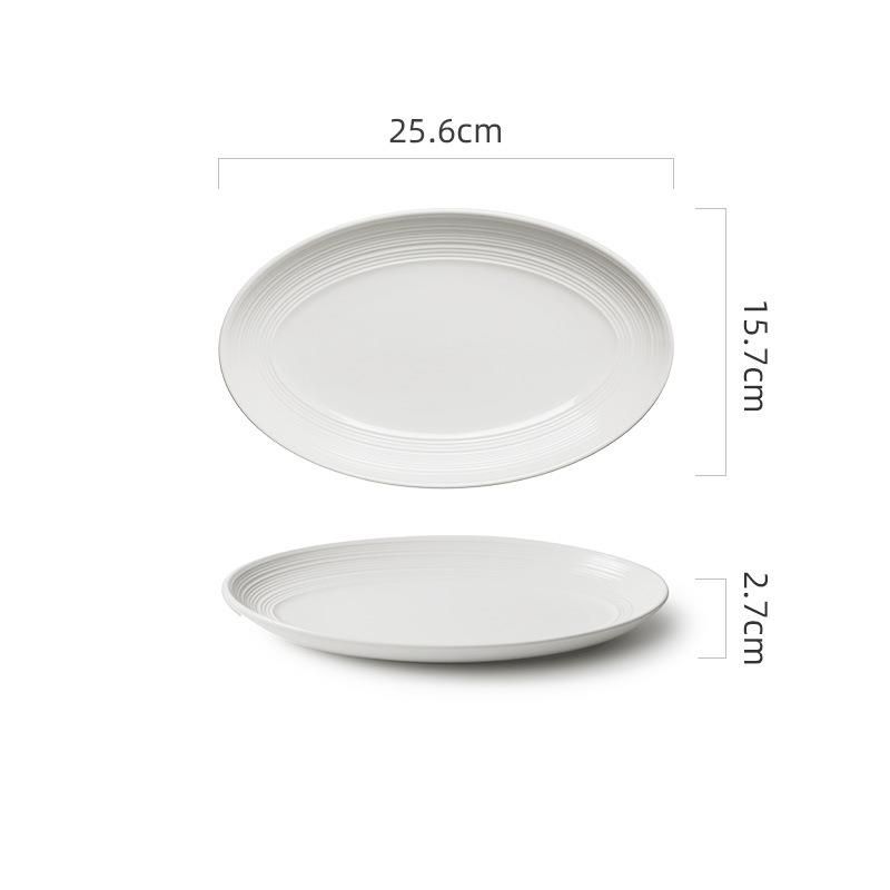 Ceramic Steaming High-end Feel Household Pure White Oval Large Grilled Fish Dish Deep Plate_maomaolike.com
