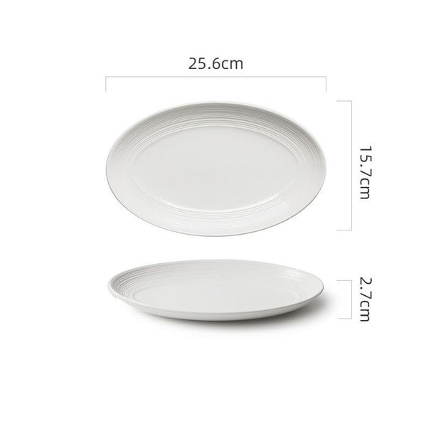 Ceramic Steaming High-end Feel Household Pure White Oval Large Grilled Fish Dish Deep Plate_maomaolike.com
