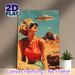 Retro UFO & Pin-up Girl Painting Poster, Vibrant Vintage Retro Style Poster, Nostalgic Desert Scene With Flying Saucer, Ideal For Living Room, Bedroom_maomaolike.com