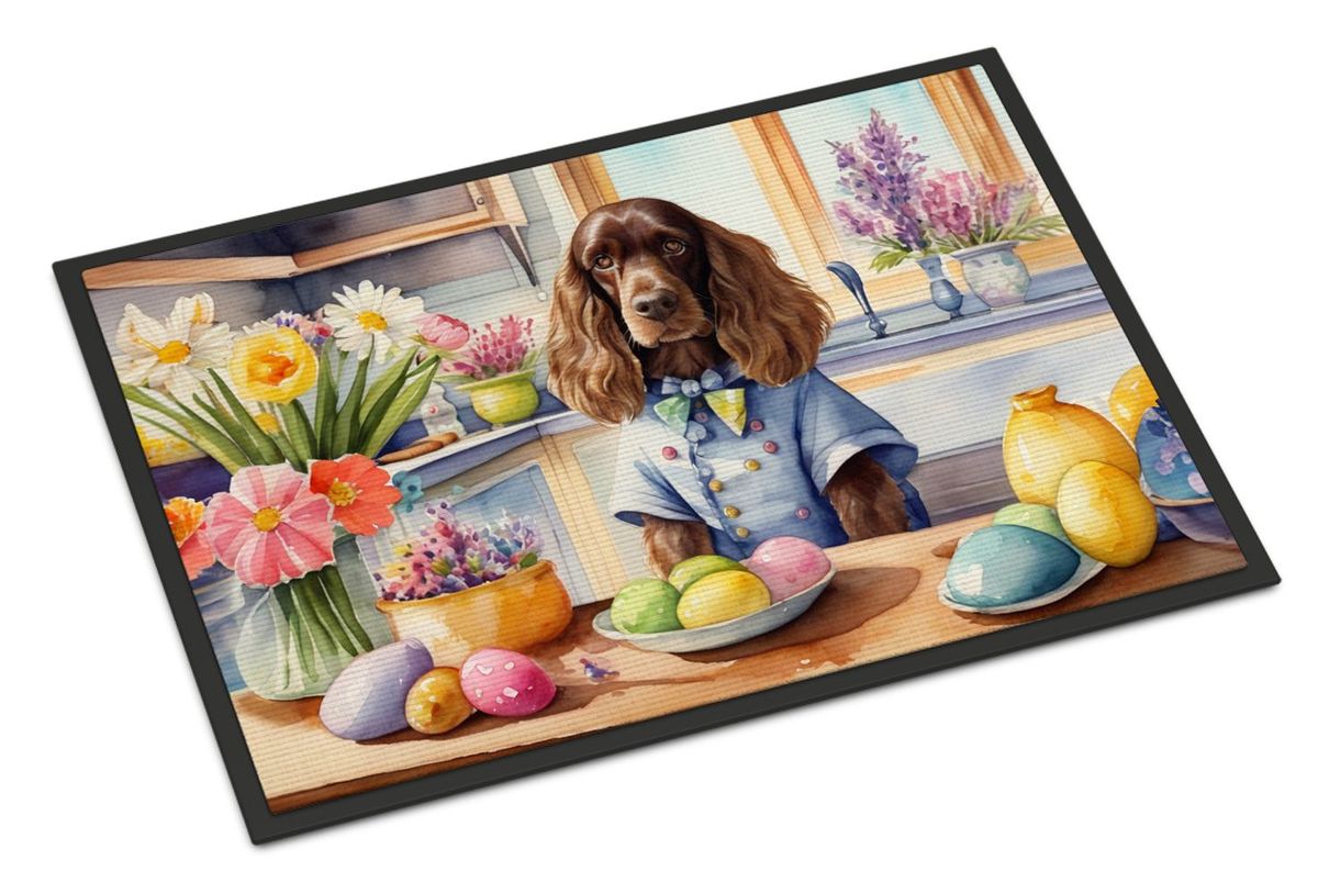 Decorating Easter English Cocker Spaniel Doormat Front Door Mat Indoor Outdoor Rugs For Entryway, Non Slip Washable Low Pile, 24H X 36W_maomaolike.com