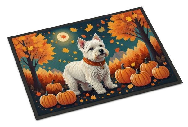 Westie Fall Doormat Front Door Mat Indoor Outdoor Rugs For Entryway, Non Slip Washable Low Pile, 24H X 36W_maomaolike.com