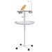 PawHut Bird Stand, Parrot Stand With Wheels, Perches, Stainless Steel Feed Bowls, Round Tray, Bird Play Stand For Indoor Outdoor, White_maomaolike.com