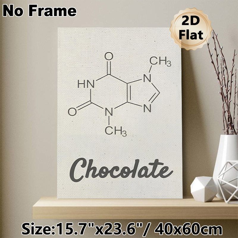 Chocolate Molecule Structure Painting Poster, Minimalist Monochrome Chemical Formula Print Poster, Unique Science-inspired Decor Ideal For Kitchen_maomaolike.com