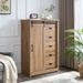 5 Drawers Dresser W/Sliding Barn Door, Farmhouse Modern Tall Dresser 5 Chest Of Drawers, Storage Organizer Dresser For Bedroom, Hallway, Living Room, Kids Room WHITE_maomaolike.com