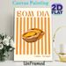 Portuguese Clam Themed Painting Poster, Warm-toned Retro Striped Poster, Features "Bom Dia" Text & Lisbon Vibe, Adds Cozy Regional Charm For Kitchen_maomaolike.com
