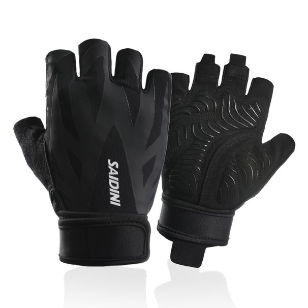Cycling ice silk half-finger fitness gloves men and women extended wrist strap palm anti-slip shock-absorbing outdoor sports weightlifting equipment_maomaolike.com
