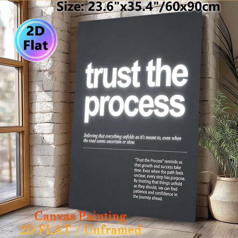 Inspirational "Trust The Process" Painting Poster, Minimalist Dark-toned Typographic Poster, Motivational Message To Foster Patience And Confidence_maomaolike.com
