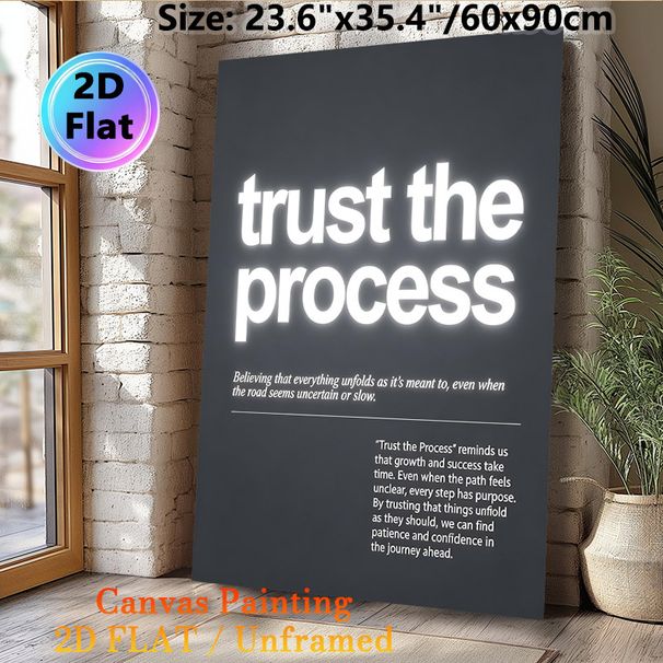 Inspirational "Trust The Process" Painting Poster, Minimalist Dark-toned Typographic Poster, Motivational Message To Foster Patience And Confidence_maomaolike.com