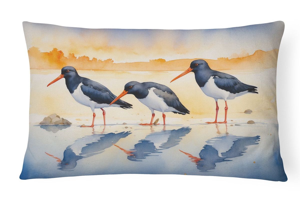 Birds, Birds, Birds Throw Pillow Throw Pillow For Indoor Couch Bed Outdoor Patio Washable, Oystercatchers Foraging 7522,12Hx16W_maomaolike.com