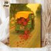 Floral Auto Rickshaw Painting Poster, Warm-hued Whimsical Art Poster, Charming Nostalgic Design Ideal For Living Room, Hallway Wall Decor_maomaolike.com