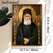 Orthodox Saint Paisios Painting Poster, Vintage Traditional Orthodox Icon Style Poster, Serene Devotional Artwork With Halo And Gilded Candelabras_maomaolike.com