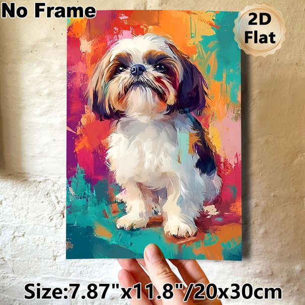Shih Tzu Dog Painting Poster, Vibrant Abstract Brushstroke Style Poster, Captivating Canine Portrait Artwork, Ideal For Living Room, Bedroom And Pet_maomaolike.com