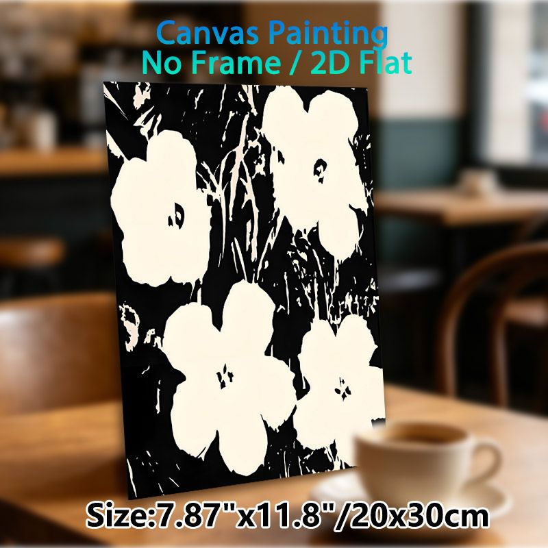 Abstract Floral Painting Poster, Monochrome Minimalist Abstract Flower & Branch Scene Poster, Sleek Artistic Wall Decor Suitable For Living Room_maomaolike.com