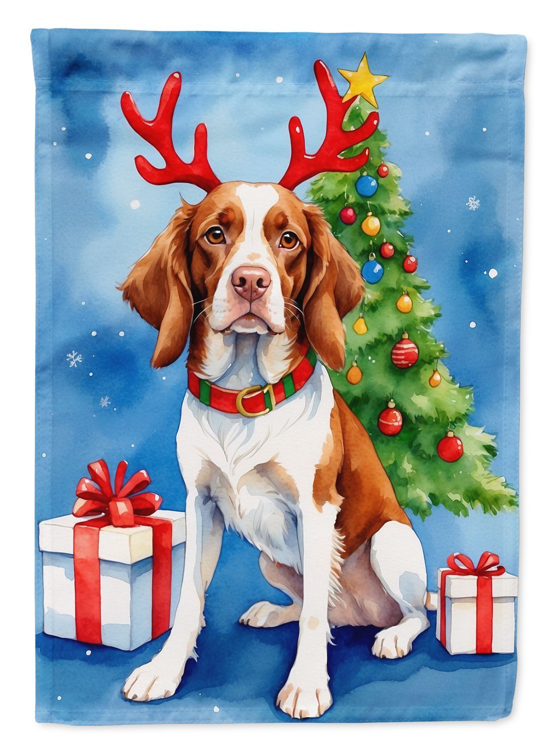 Brittany Spaniel Christmas Reindeer Garden Flag Mailbox Flag Decorative Yard Flag Banner Outside Patio Artwork Yard Flower Beds, Garden Size, Multicolor_maomaolike.com
