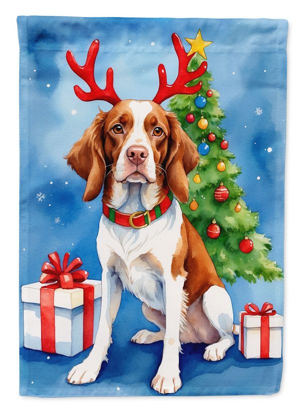 Brittany Spaniel Christmas Reindeer Garden Flag Mailbox Flag Decorative Yard Flag Banner Outside Patio Artwork Yard Flower Beds, Garden Size, Multicolor_maomaolike.com