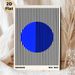 Bauhaus Geometric Painting Poster, Minimalist Bold Blue Circle & Vertical Stripes Abstract Poster, Sleek Modern Decor Piece For Living Room, Office_maomaolike.com