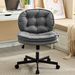 Armless Adjustable Swivel Office Chair With Wheels, PU Leather Cross-Legged Task Chair For Home, Office, Small Spaces_maomaolike.com