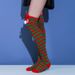 Men's Gloves cycling winter gloves fur ball striped bow socks over the knee socks Christmas red and green knitted sleeves set_maomaolike.com