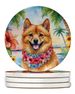 Finnish Spitz Luau Large Sandstone Coasters Pack Of 4 Absorbent Round Coasters Decor Gifts For Men Or Women, 4 In, Multicolor_maomaolike.com