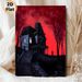 Haunted Mansion Painting Poster, Eerie Dark Gothic Style Poster, Spooky Old Mansion With Crimson Sky And Shadowy Figure, Ideal For Home Wall Decor And_maomaolike.com