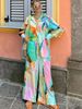 Women's Clothing casual fashion printed shirt collar loose long-sleeved two-piece suit_maomaolike.com