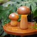 Mushroom Table Ornament Beech INS Solid Bedside Lamp Atmosphere LED Creative Touch Charging Night Light Ebony Wood_maomaolike.com