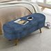 Ottoman Oval Storage Bench,Rubber Wood Legs, Gray (43.5"x16"x16")Dark Blue_maomaolike.com