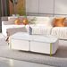 1pc Modern Luxury Coffee Table, 51.1" Rectangle Coffee Table With Drawer, Marble Top, Curved Profile Design, Gold Metal Decor, Center Table For Living Room,Side Table For Apartment_maomaolike.com