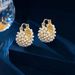 Chunky Basket Pearl Hoop Earrings For Women Gold Plated Vintage Statement Thick Round Circle Geometric Simulated Pearl Small Lightweight Hoop Earrings For Minimalist Wedding Trendy Jewelry Gifts_maomaolike.com