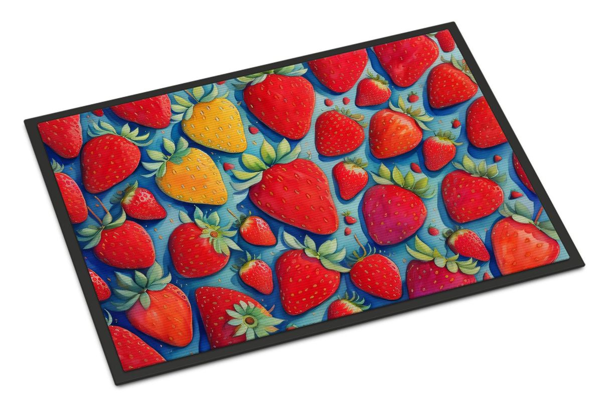 Colorful Strawberries Doormat Front Door Mat Indoor Outdoor Rugs For Entryway, Non Slip Washable Low Pile, 24H X 36W_maomaolike.com
