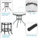 Outdoor Dining Table Round Toughened Glass Table Yard Garden Glass Table(SAME AS 93152635)_maomaolike.com