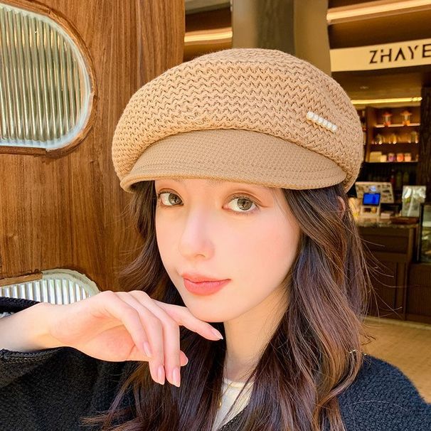 Hot Sale Wool Peaked Beret Women's Season Face-Showing Little Korean Style Knitted Fashion Newsboy British Elegance Painter Cap_maomaolike.com