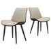 Khaki + Grey PU Leather Dining Chair With Metal Legs, Wave Pattern Upholstered Armless Chair Set Of 2 For Kitchen, Restaurant, Living, Meeting Room_maomaolike.com