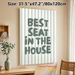 Best Seat In The House Themed Painting Poster, Sage Green Striped Background & Rounded Typography Poster, Playful Text Decor Piece Suitable For_maomaolike.com