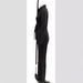 Women's Clothing elegant mesh sleeves V neck button pockets high waist lace up solid color slim jumpsuit_maomaolike.com