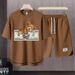 Men's Clothing 2024 Waffle Casual Summer Suit Men's Loose Teen Short sleeved T shirt Shorts Handsome Two piece Suit_maomaolike.com