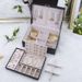 Simple Jewelry Box With Lock, Large-capacity Double-layer Pu Leather Jewelry Storage Box, Stud Earrings, Necklace Storage Box_maomaolike.com