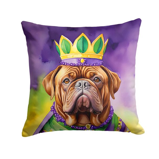 Dogue De Bordeaux King Of Mardi Gras Throw Pillow Machine Washable, Indoor Outdoor Decorative Pillow For Couch, Bed Or Patio, 14Hx14W_maomaolike.com
