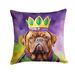 Dogue De Bordeaux King Of Mardi Gras Throw Pillow Machine Washable, Indoor Outdoor Decorative Pillow For Couch, Bed Or Patio, 14Hx14W_maomaolike.com