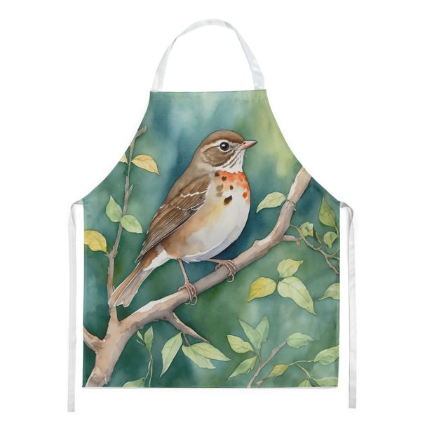Vermont Hermit Thrush Apron Cooking Kitchen Server Baking Crafts Gardening For Adult Women Men, Unisex, Large, Multicolor_maomaolike.com
