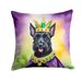 Scottish Terrier King Of Mardi Gras Throw Pillow Machine Washable, Indoor Outdoor Decorative Pillow For Couch, Bed Or Patio, 18Hx18W_maomaolike.com