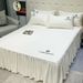Summer Camellia Embroidery Washed Ice Silk Skirt Three-Piece Set Pillowcase Non-Slip Dustproof Single Bed Cover_maomaolike.com