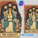 Tarot-style Queen Painting Poster, Vintage Tarot-inspired Poster, Elegant Design With Crowned Queen, Chalice, Lotus Flowers & Starry Backdrop, Ideal_maomaolike.com