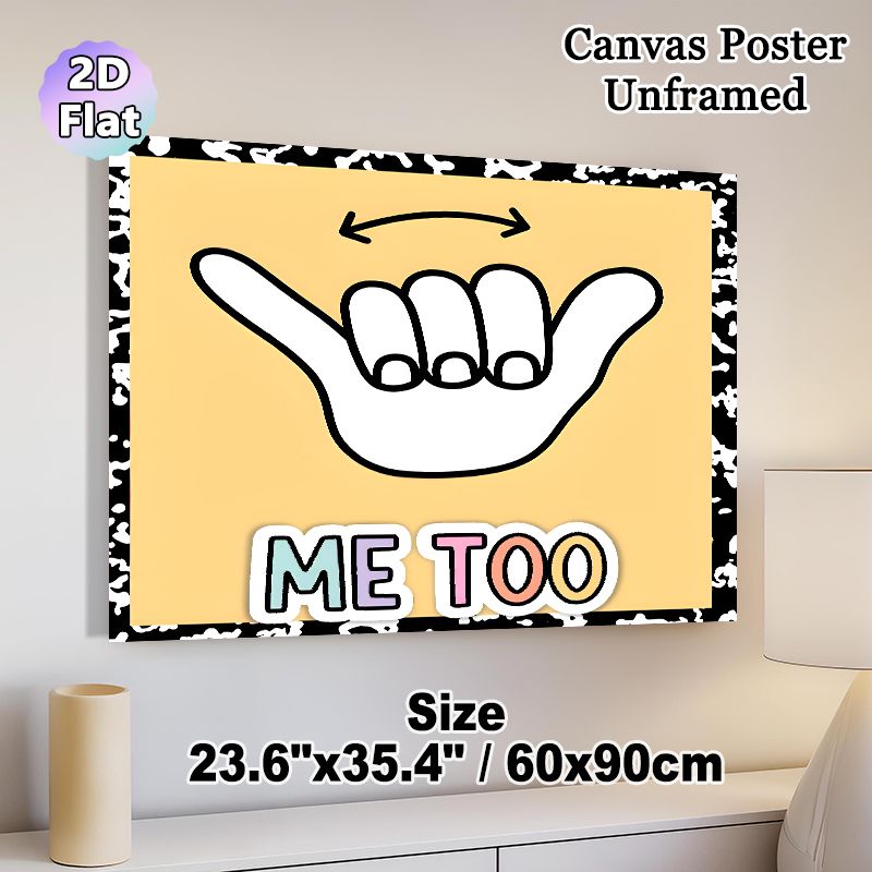 Me Too Gesture Painting Poster, Cute Minimalist Line Art Poster, Vibrant Playful Typography Design, Ideal For Bedroom, Living Room Or Dorm_maomaolike.com