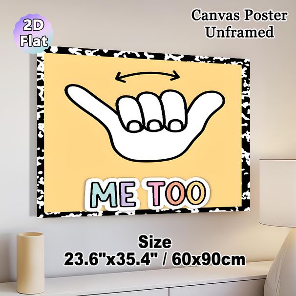 Me Too Gesture Painting Poster, Cute Minimalist Line Art Poster, Vibrant Playful Typography Design, Ideal For Bedroom, Living Room Or Dorm_maomaolike.com