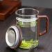 Temperature Resistant Glass High Borosilicate Material Green Crescent Filter Integrated Tea Brewing Household Wooden_maomaolike.com