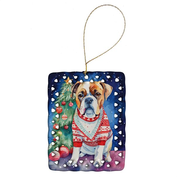 Boxer Christmas Porcelain Ornament Christmas Tree Hanging Decorations For Home Christmas Holiday, Rectangle, Gift, Multicolor_maomaolike.com