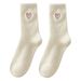 White socks for women autumn and winter warm mink fleece sleep home socks embroidery cute girl winter female long socks_maomaolike.com