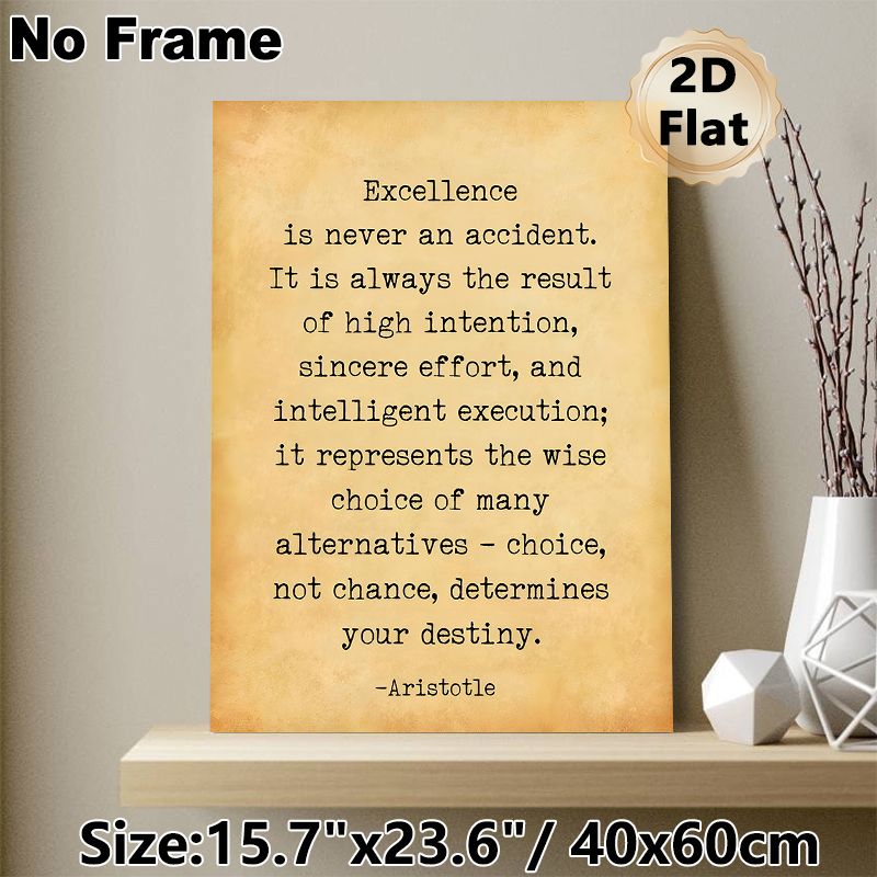 Excellence Themed Quote Painting Poster, Vintage Distressed Text Art Poster, Inspirational Motivational Decor For Office, Study Space_maomaolike.com