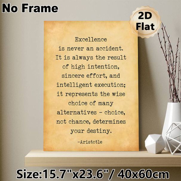 Excellence Themed Quote Painting Poster, Vintage Distressed Text Art Poster, Inspirational Motivational Decor For Office, Study Space_maomaolike.com